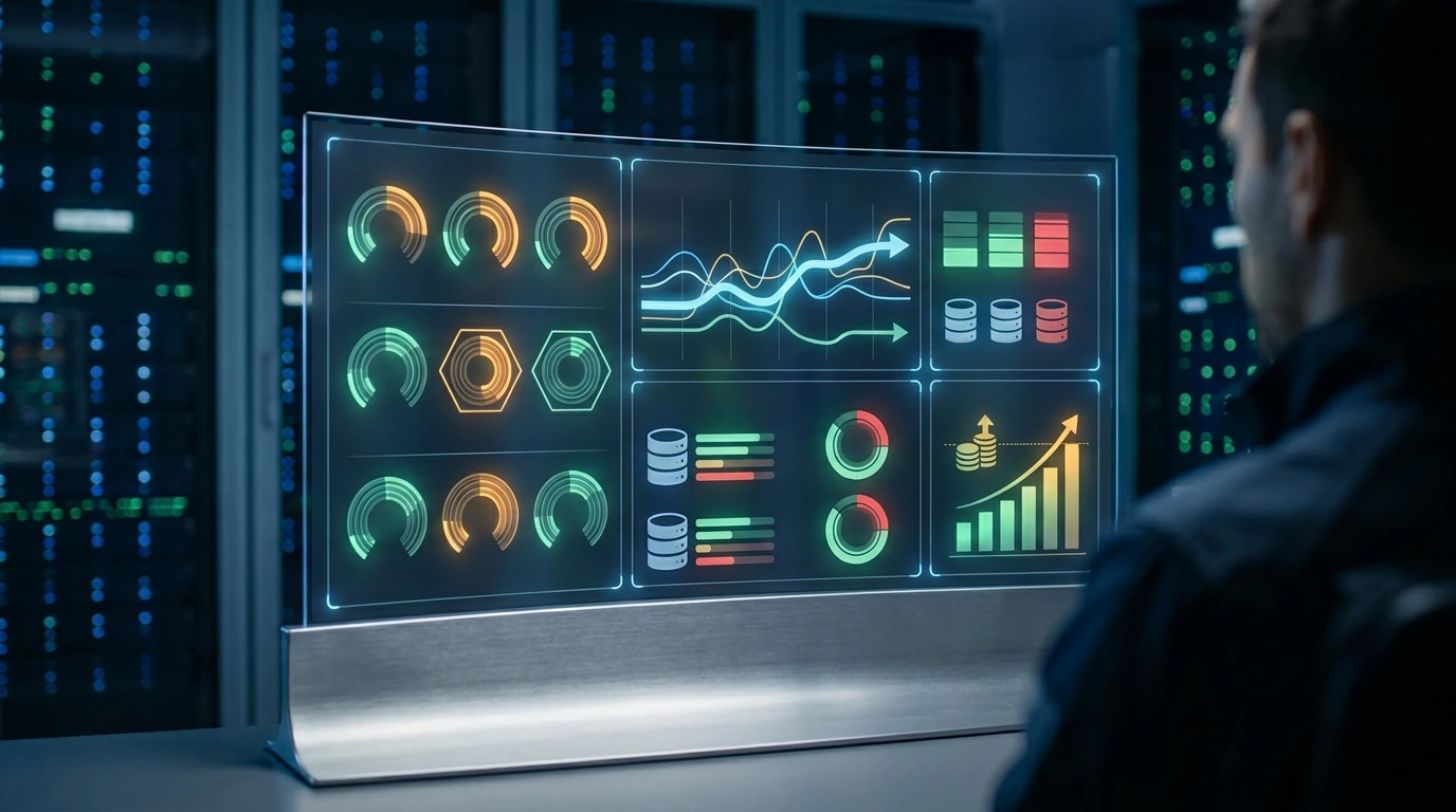 A detailed cloud cost management dashboard displaying real-time metrics for compute, storage, and network usage, alongside projected expenses.