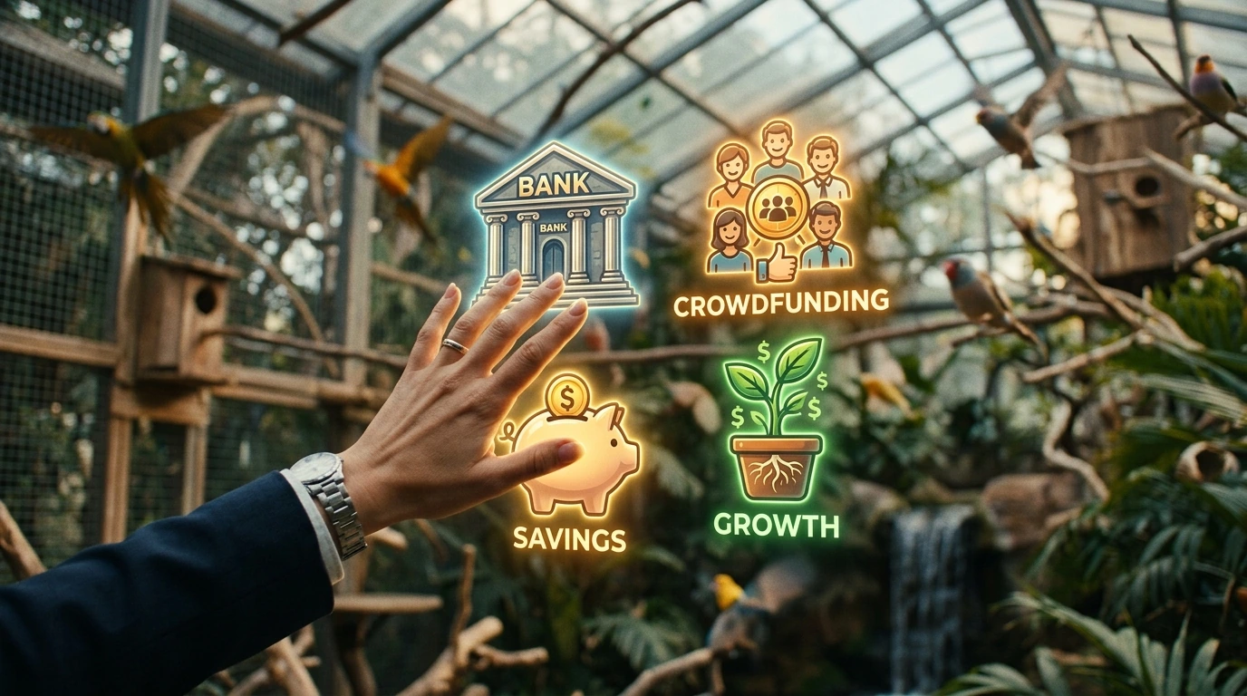 Contrast between a well-managed, thriving aviary and the potential challenges of poor financial planning.