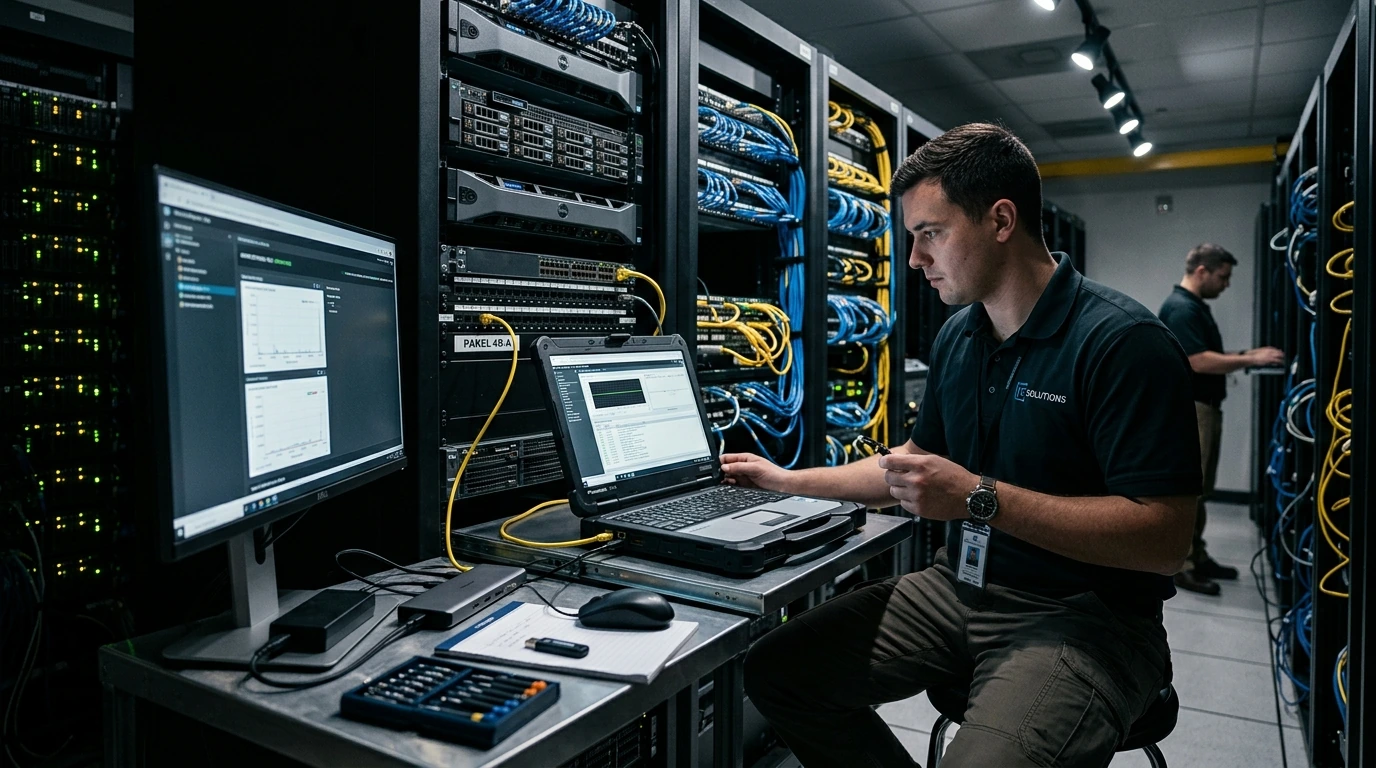 The Zenith Pro X1 connected to various IT peripherals in an onsite support environment, demonstrating its versatile connectivity.