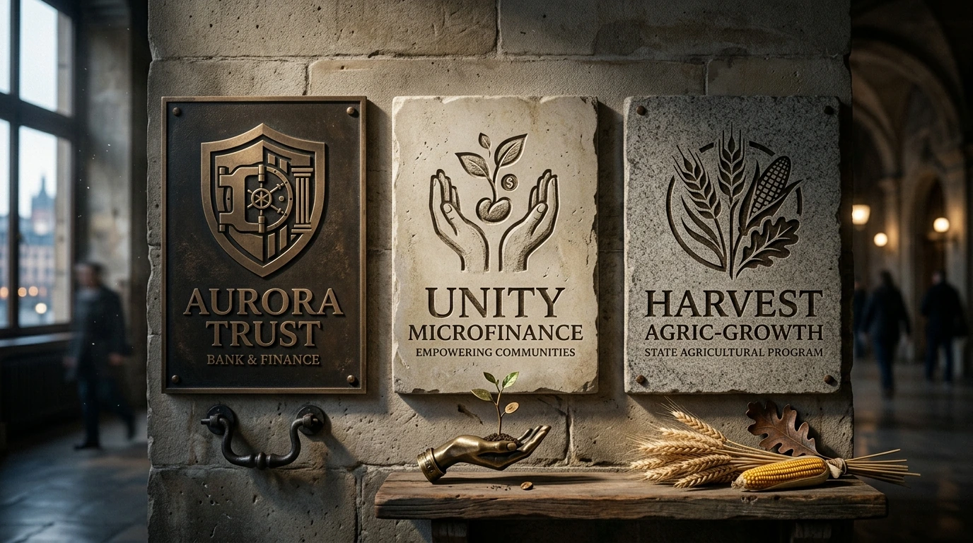 Visual representation of different financing options, including traditional banking, microfinance, and government agricultural programs, stylized with cinematic lighting.
