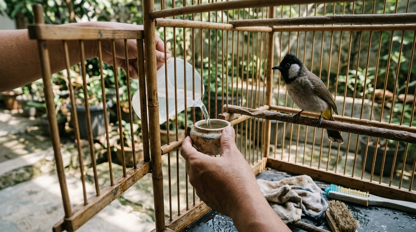 Perawatan harian rutin untuk burung Kutilang