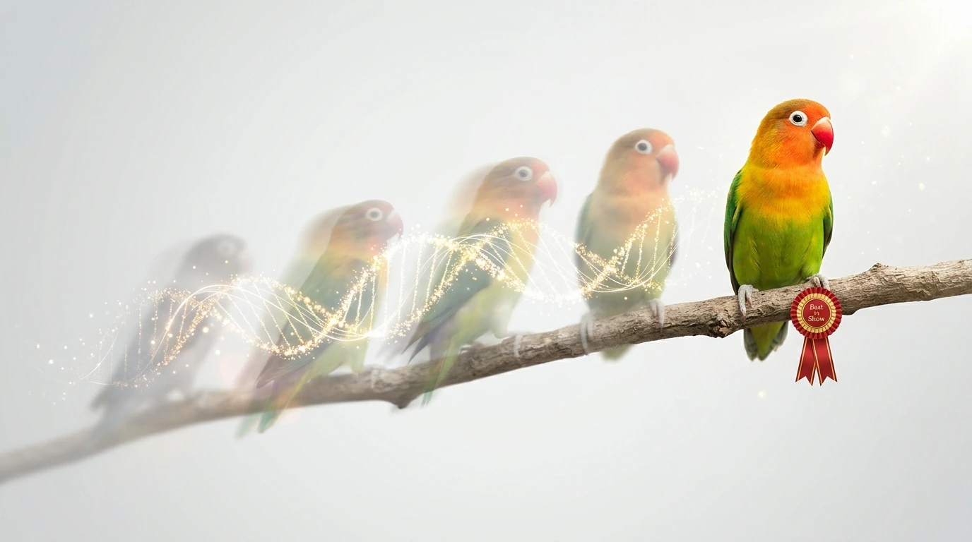 Representasi visual garis keturunan genetik Lovebird